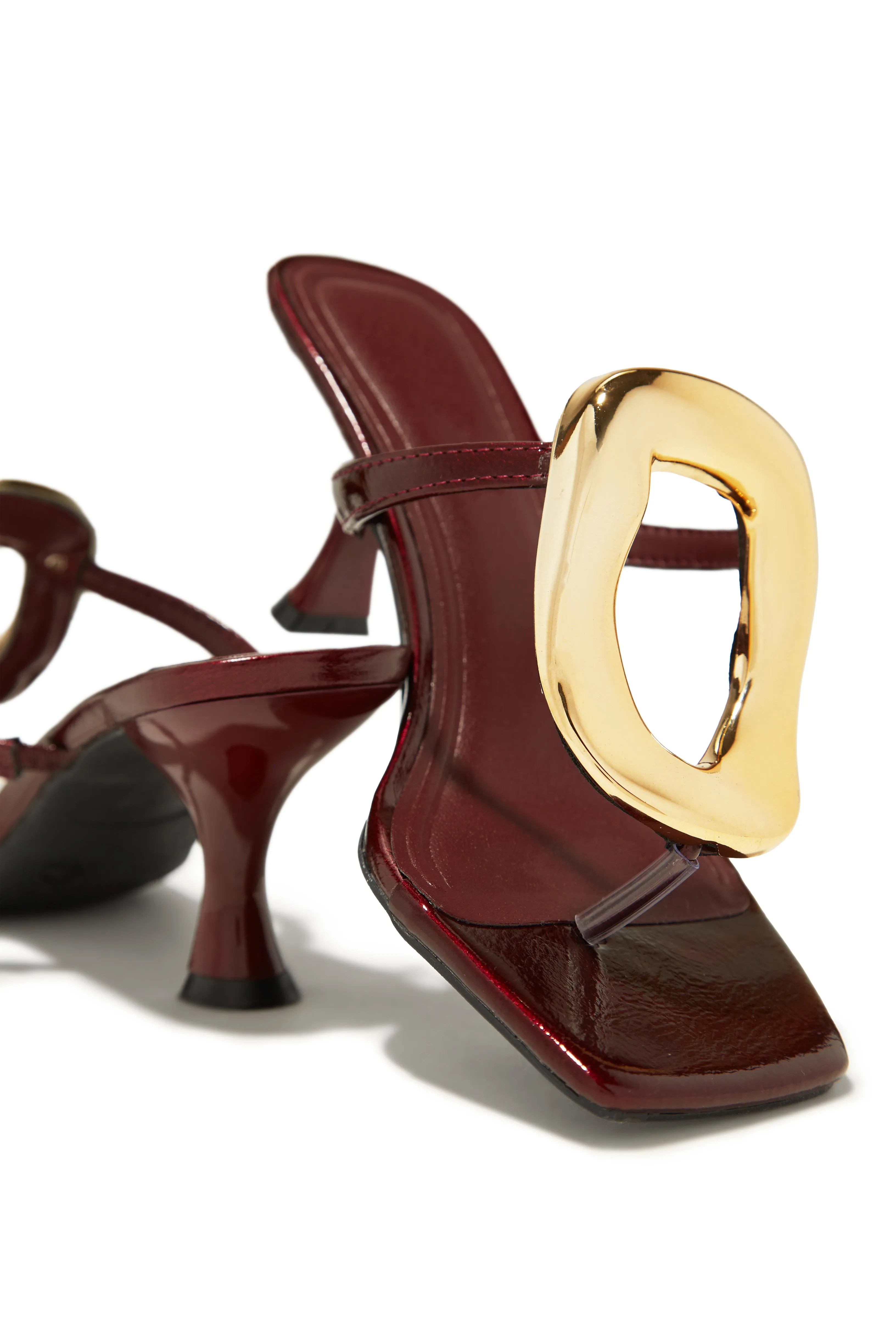 Aelin Thong Strap Mid Heel Mules - Cherry