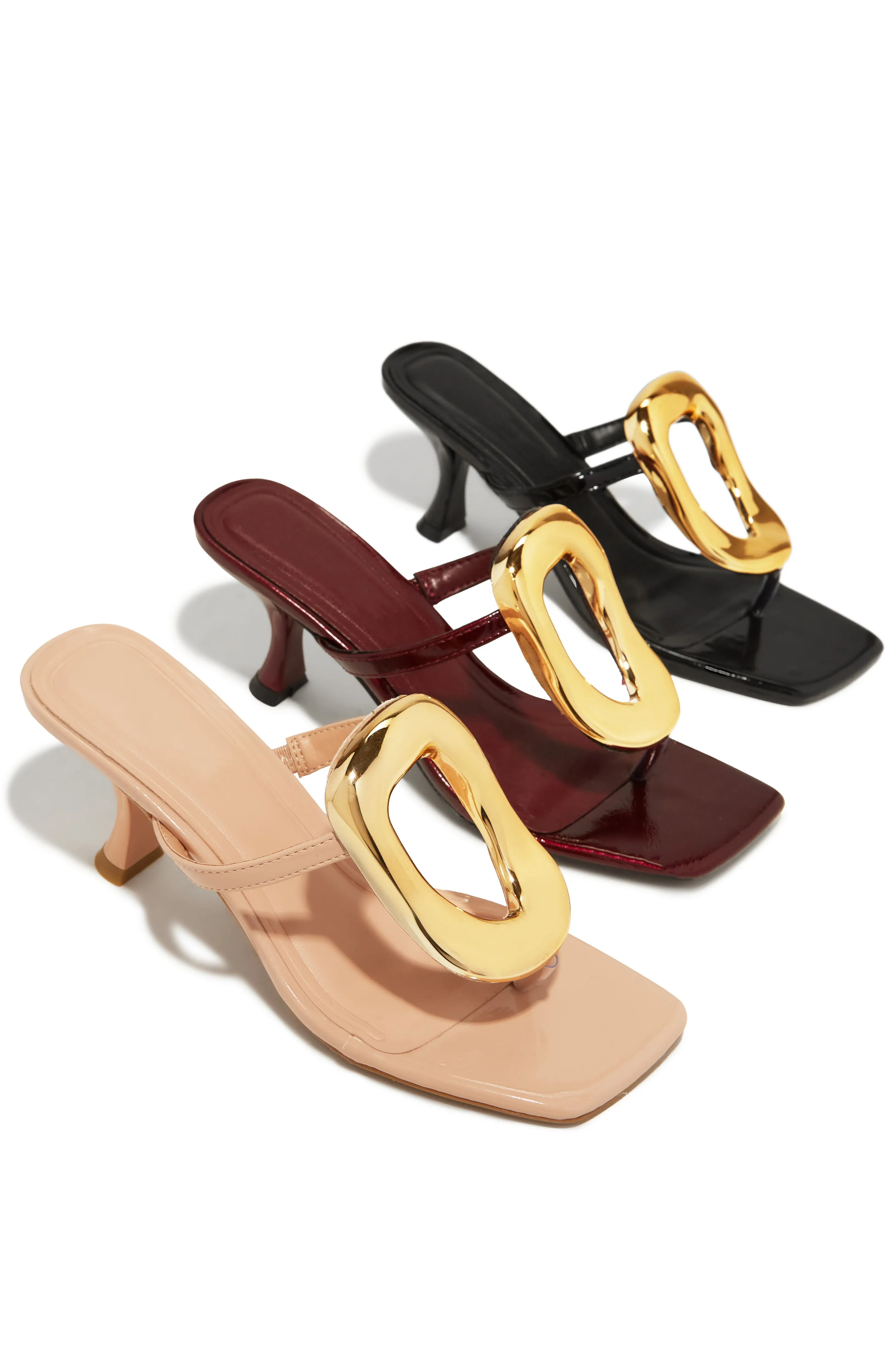 Aelin Thong Strap Mid Heel Mules - Cherry