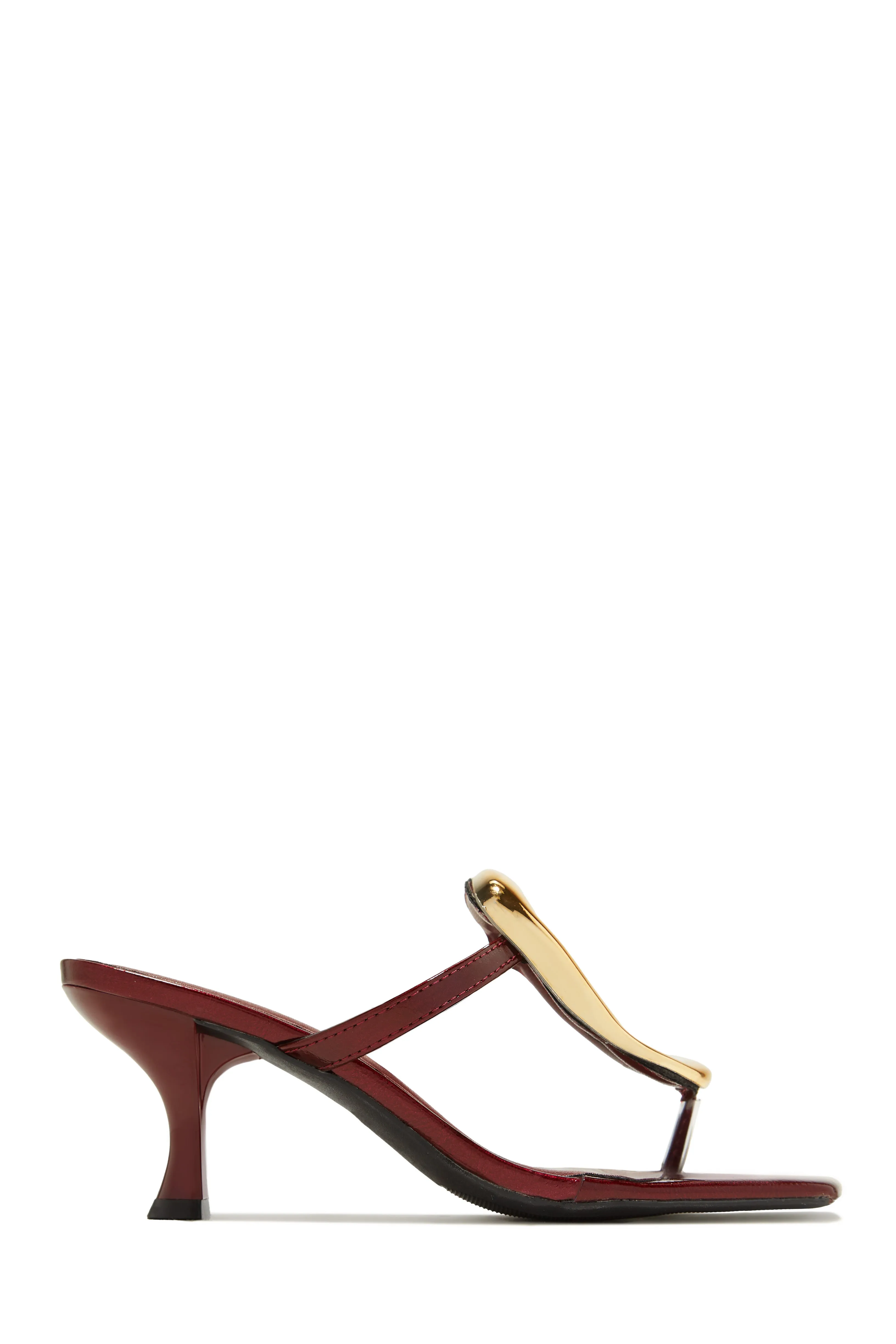 Aelin Thong Strap Mid Heel Mules - Cherry