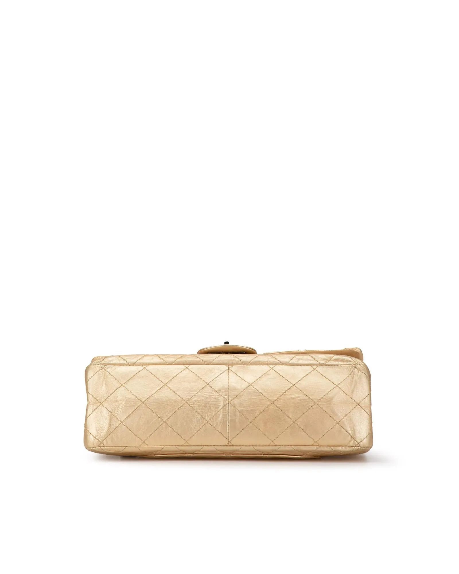 Aged Calfskin Double Flap Shoulder Bag with Chain Straps