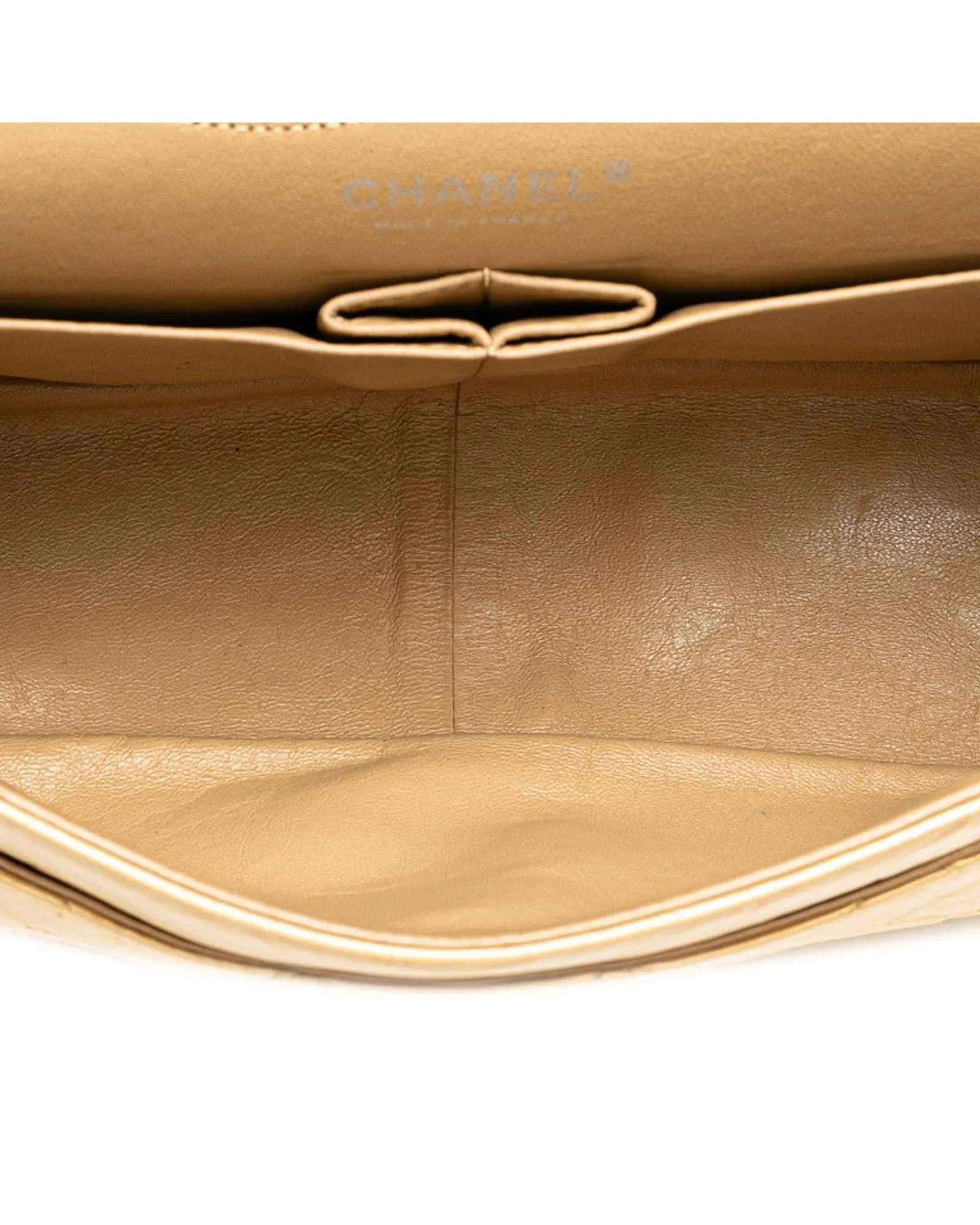 Aged Calfskin Double Flap Shoulder Bag with Chain Straps