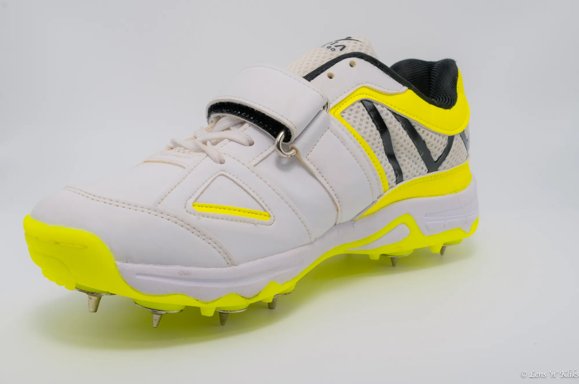 AGIA Hattrick - SwiftStrike Cricket Spike Shoes for Kids / Youth / Men - White and Yellow