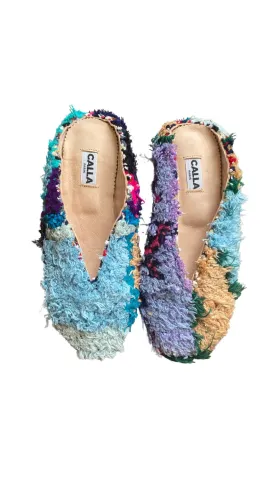 Aili Babouche “Daha” Mules In Colors Peach, Pale Blue, Lavender, Pink & Black (Size 42)