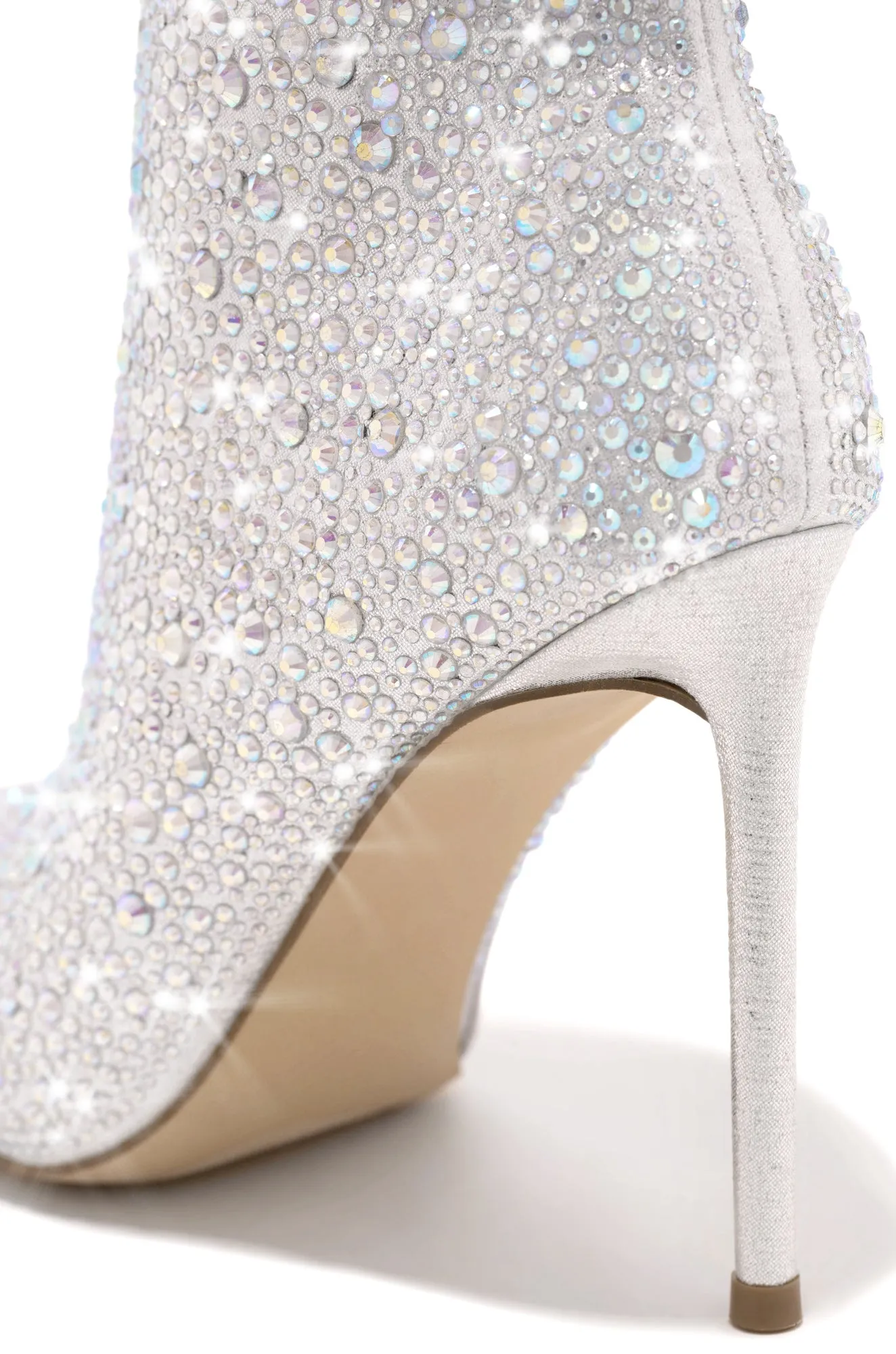 Alayah Embellished Ankle Boots - Silver