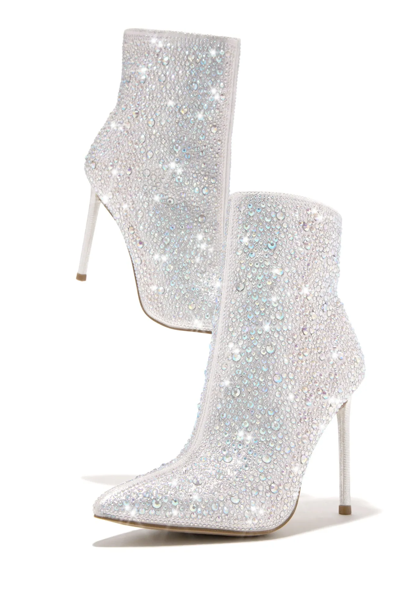 Alayah Embellished Ankle Boots - Silver