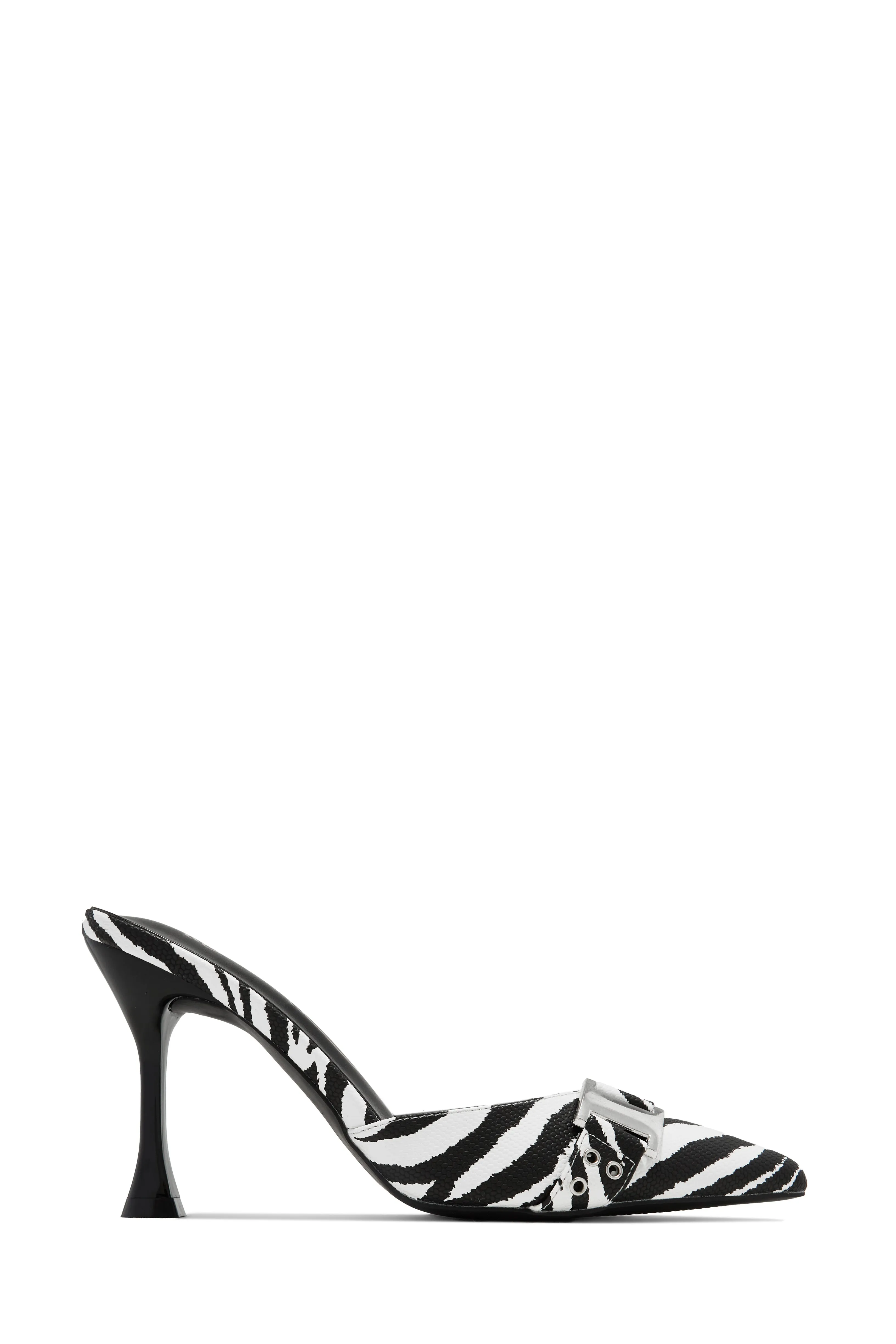 Amyra Pointed Toe High Heel Mules - Silver