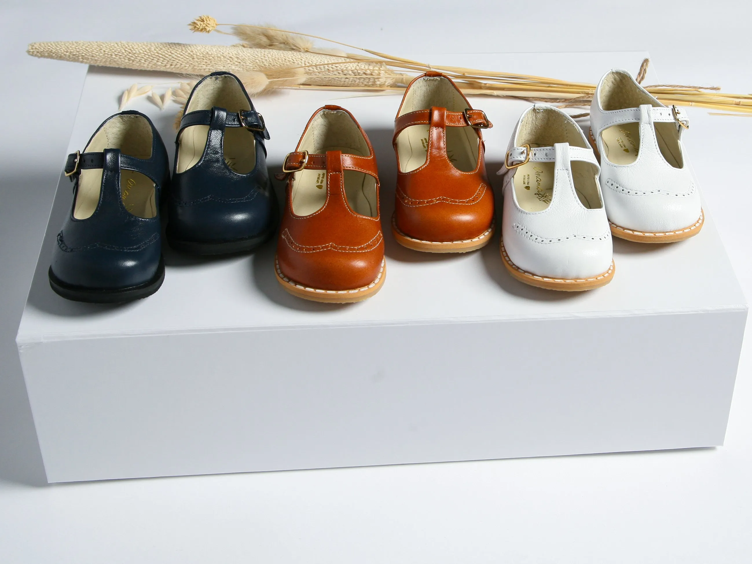 Ananas Petit Brown 'George' T-Bar Leather Shoes
