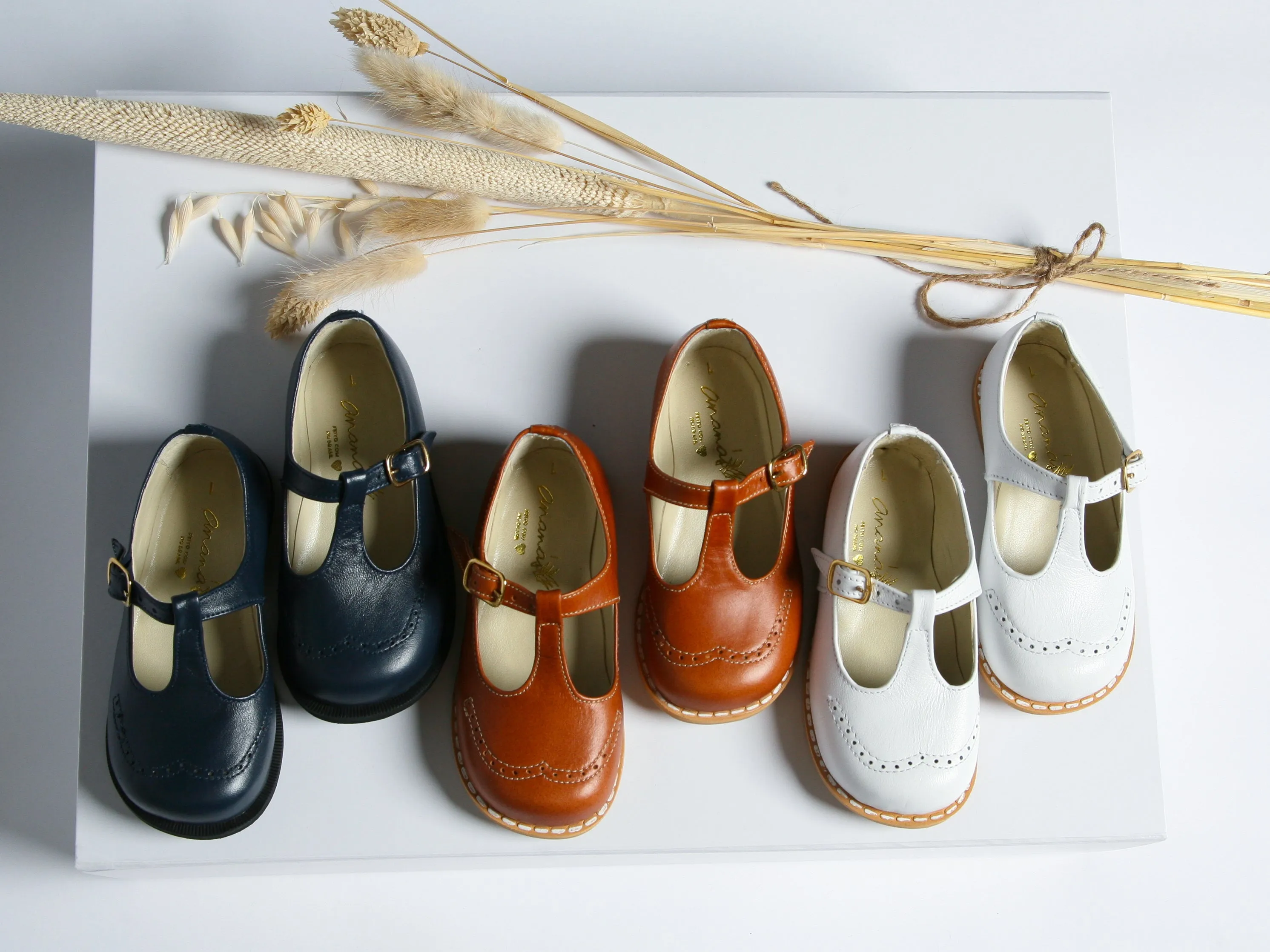 Ananas Petit Brown 'George' T-Bar Leather Shoes