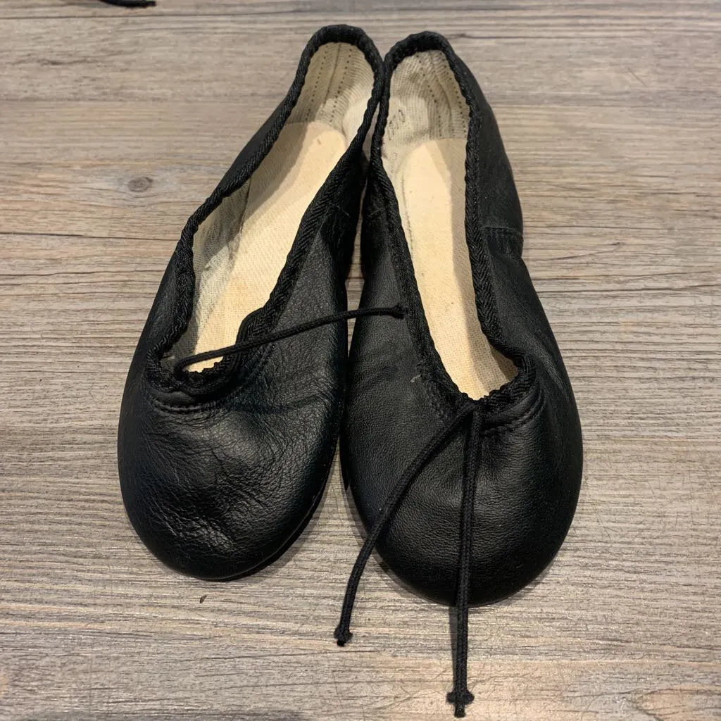Angelo Luzio black full grain leather ballet shoes 12.5