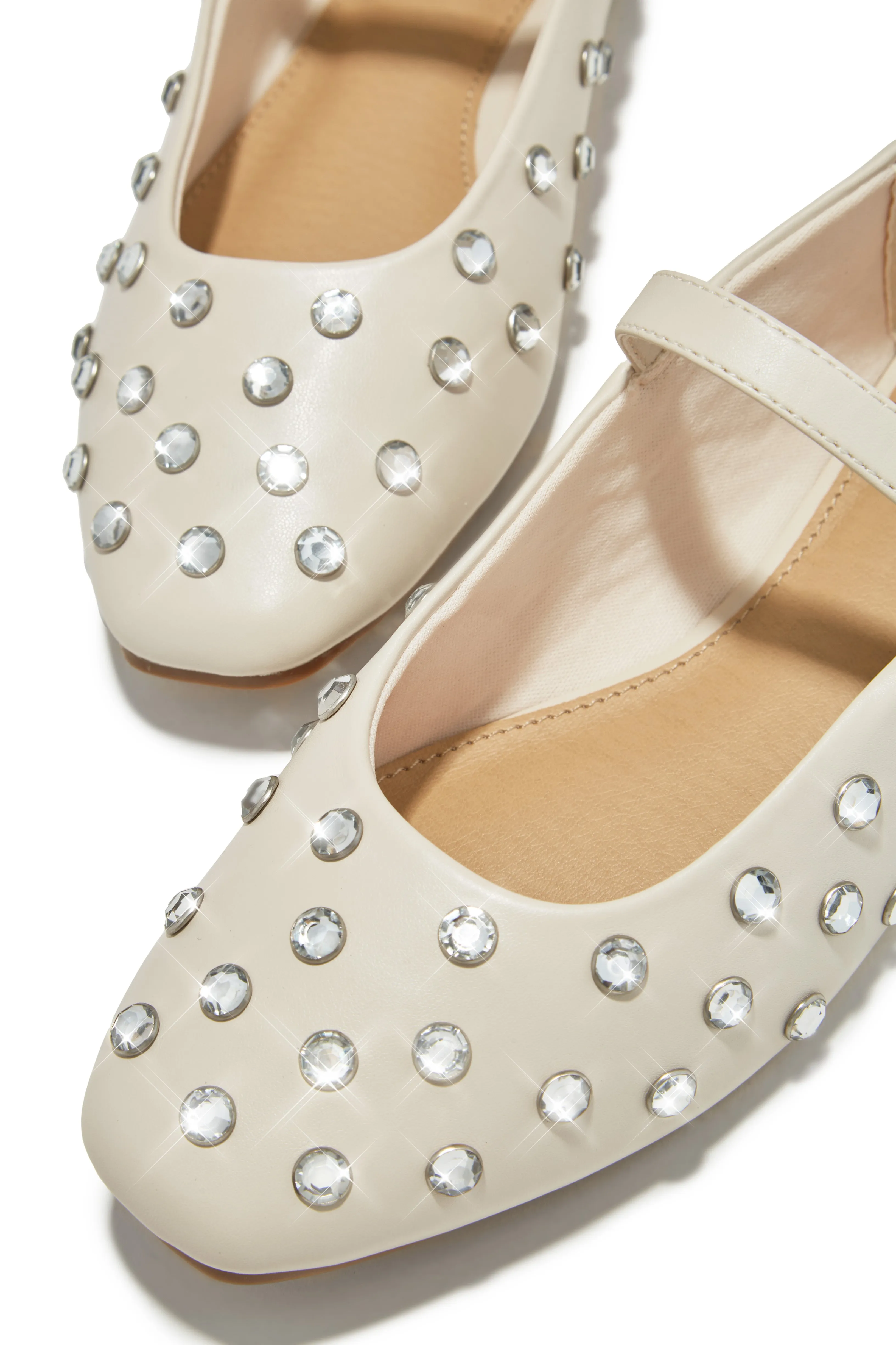 Aniston Embellished Flats - Bone