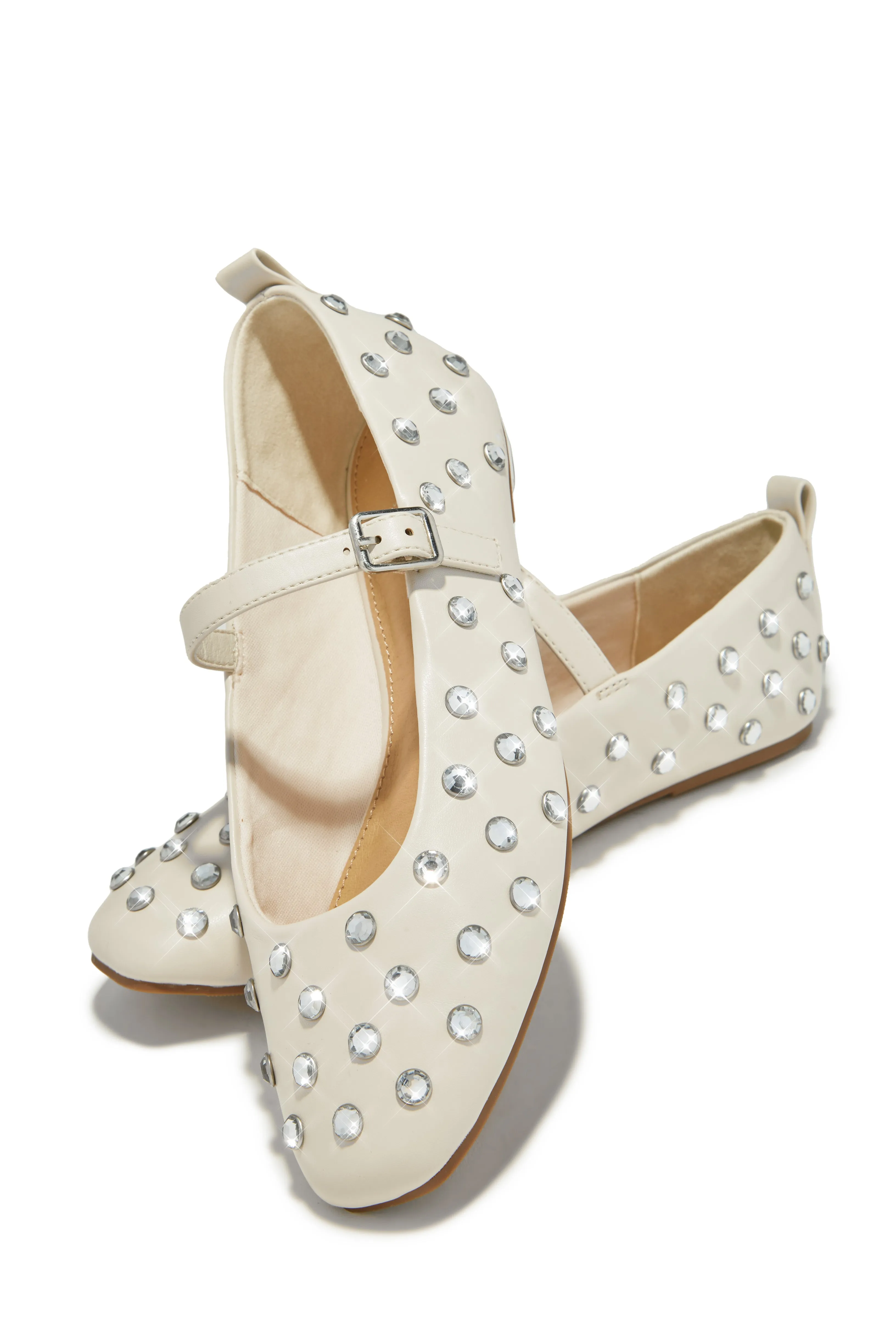 Aniston Embellished Flats - Bone