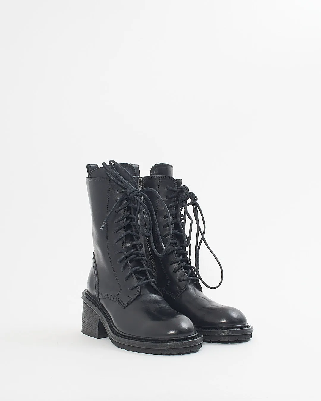 Ann Demeulemeester Black Leather Lace Up Boots - 38