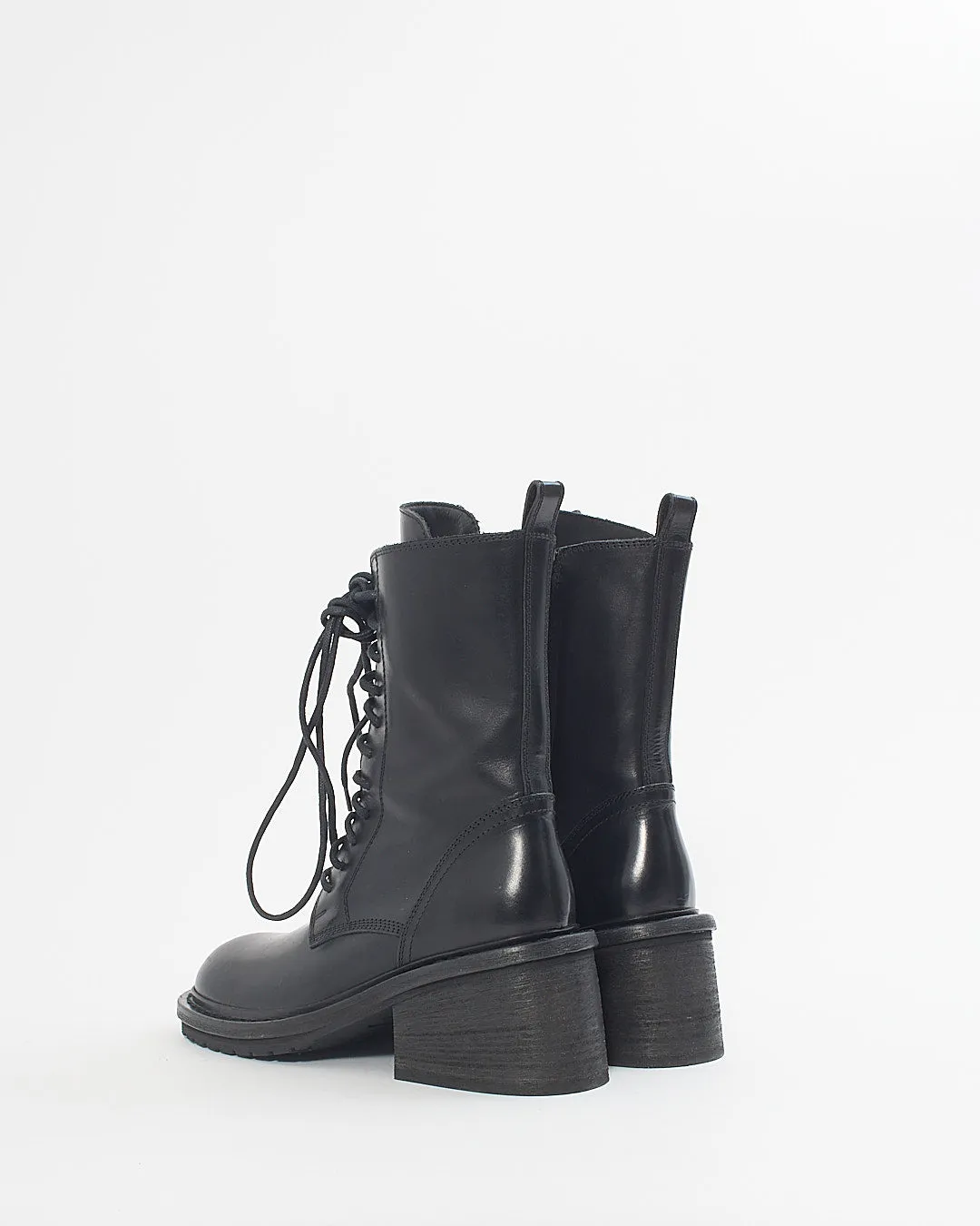 Ann Demeulemeester Black Leather Lace Up Boots - 38