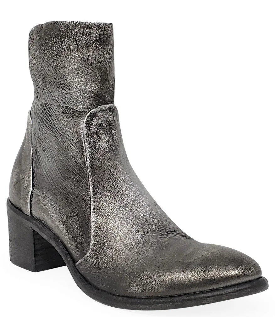 Antique Silver Leather Ankle Boot