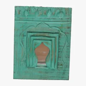 Artisan-Crafted Solid Hardwood Mirror Frame for Elegant Wall Decor | Rustic Charm Perfect for Bedroom, Dining Room, and Living Room | Handmade Green Accent | Wall Mirror in 20x15cm Size