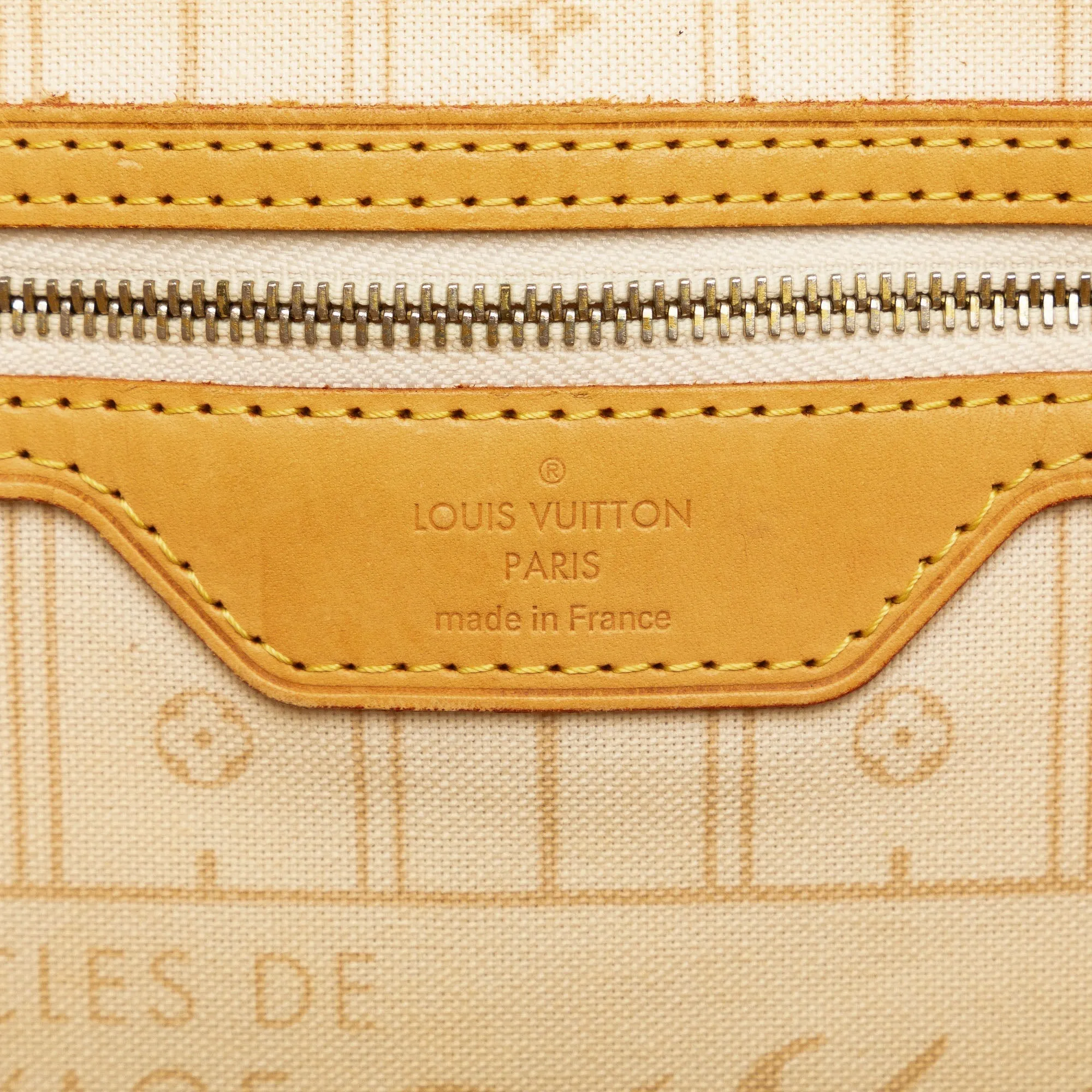 Beige Louis Vuitton Damier Azur Neverfull MM Tote Bag