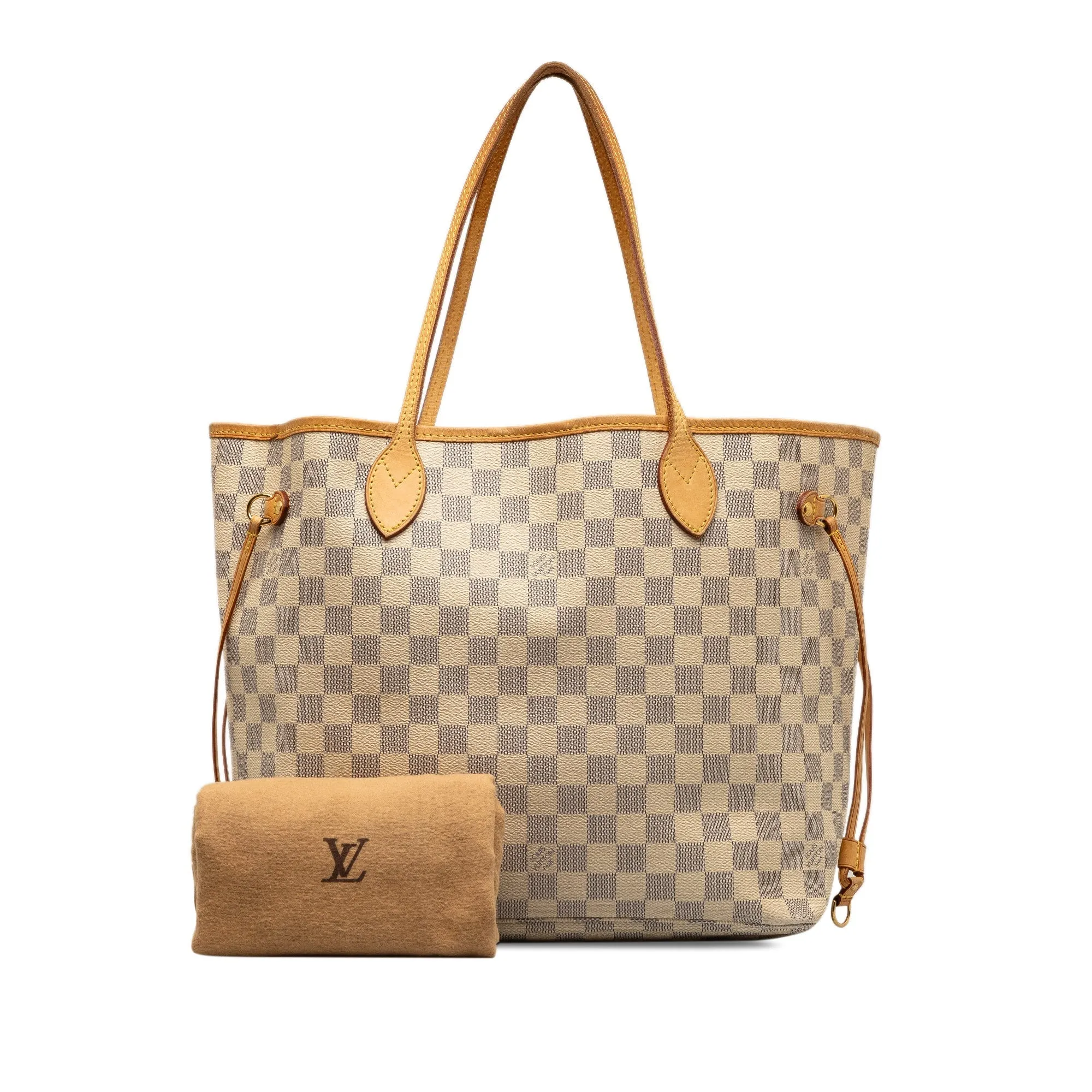 Beige Louis Vuitton Damier Azur Neverfull MM Tote Bag