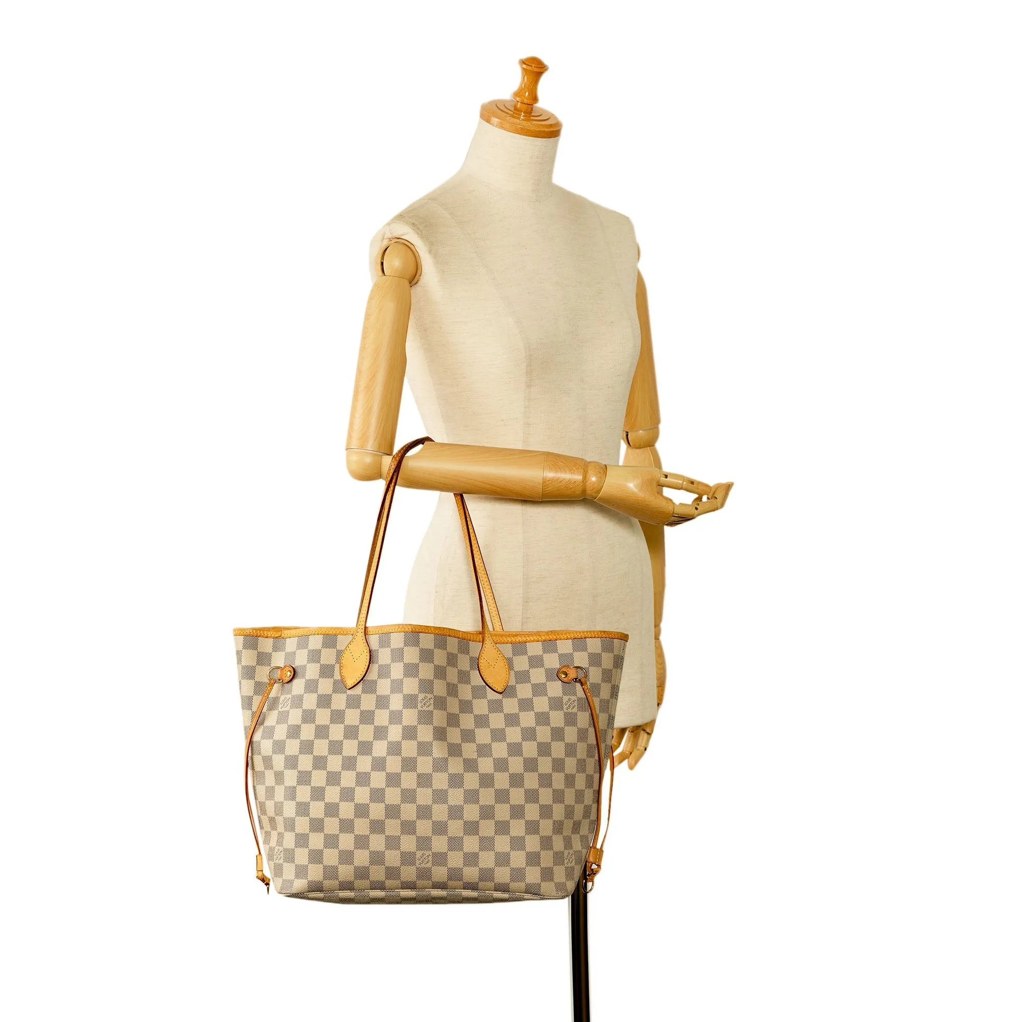 Beige Louis Vuitton Damier Azur Neverfull MM Tote Bag