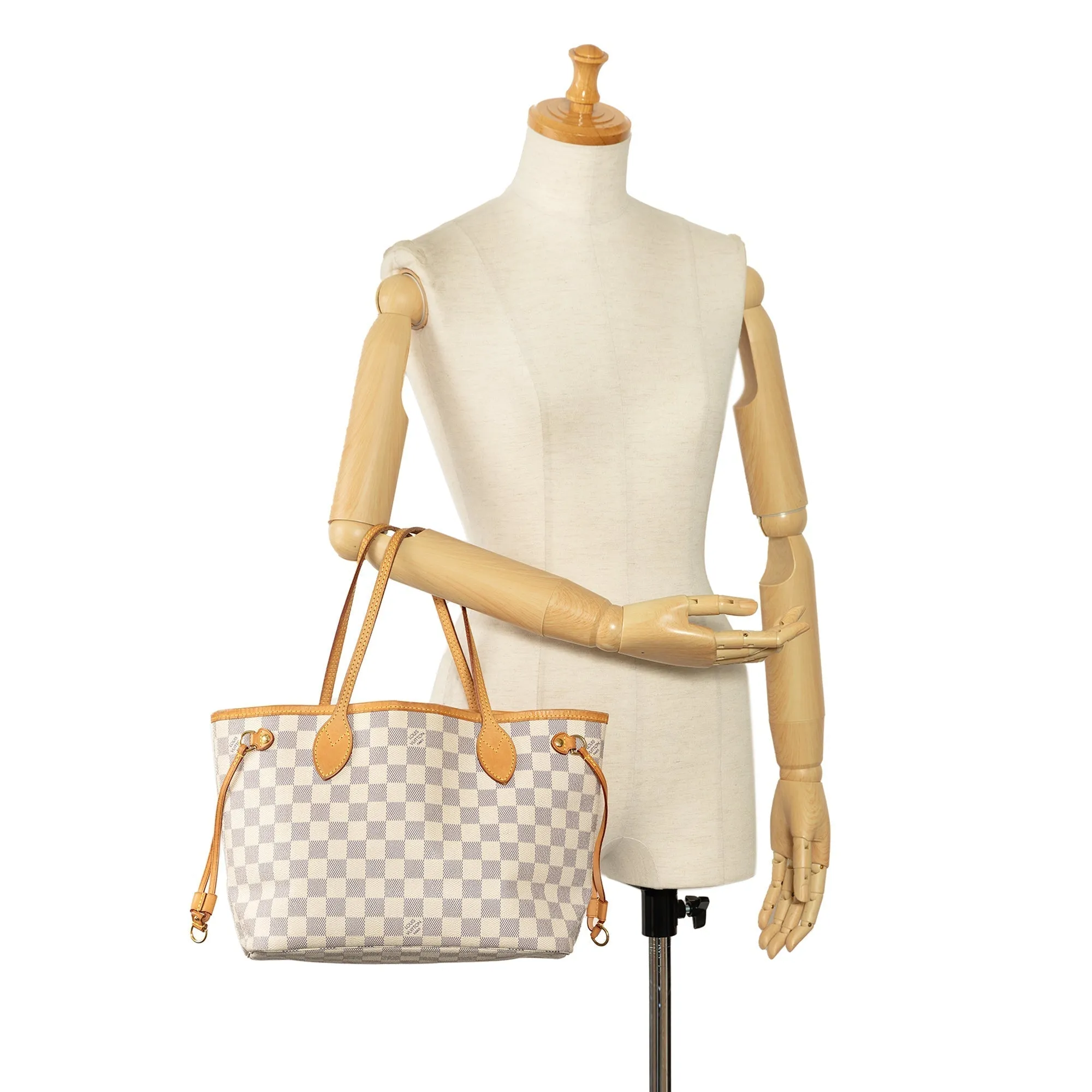 Beige Louis Vuitton Damier Azur Neverfull PM Tote Bag