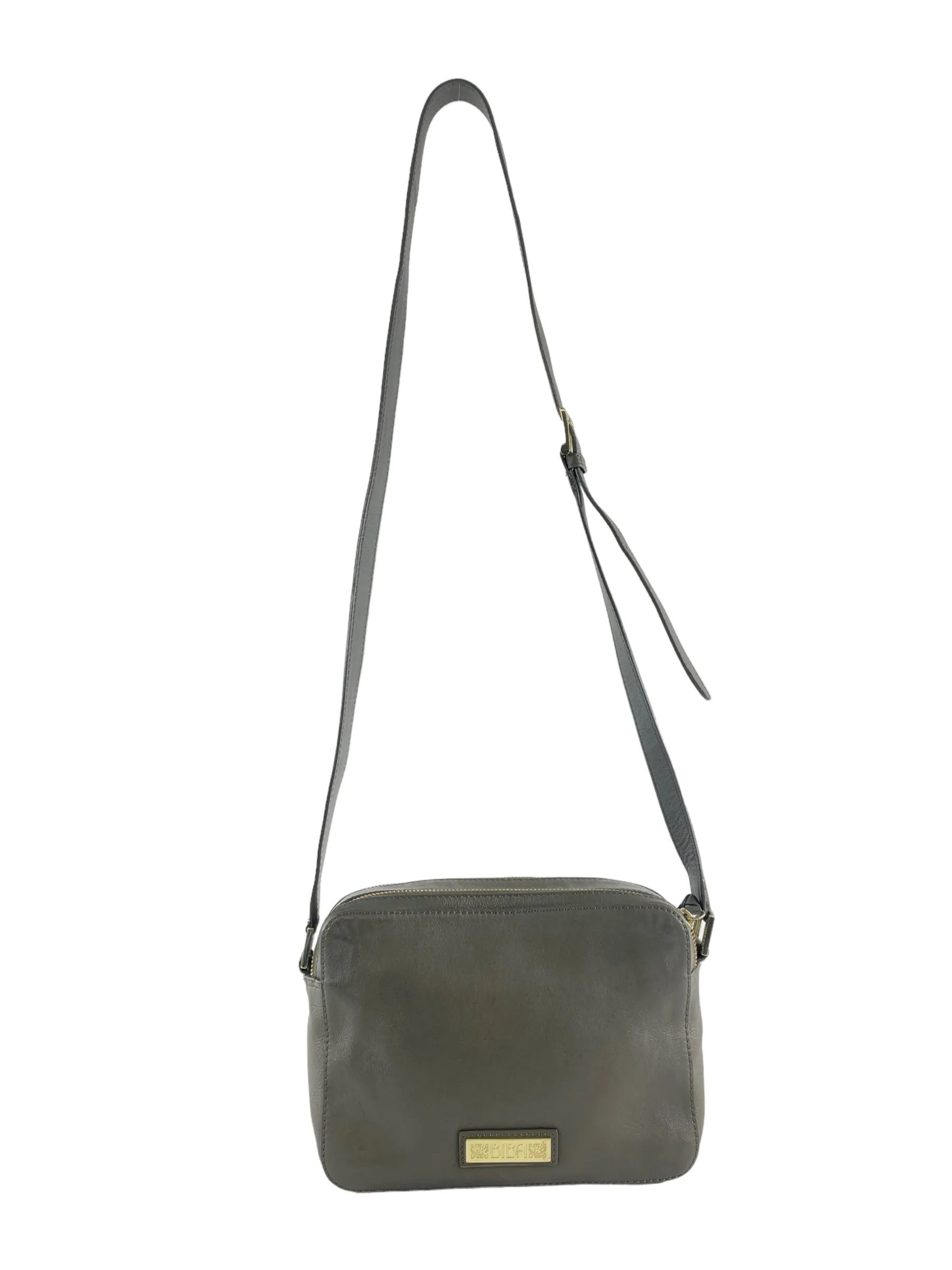 Biba Green Embossed Logo Leather Crossbody
