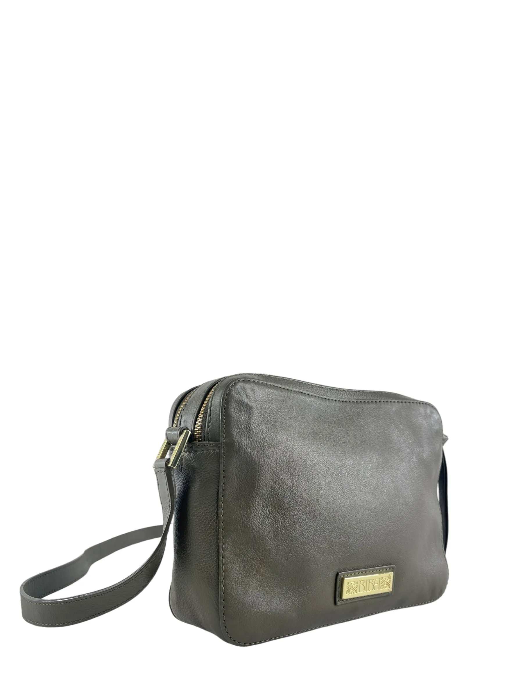 Biba Green Embossed Logo Leather Crossbody