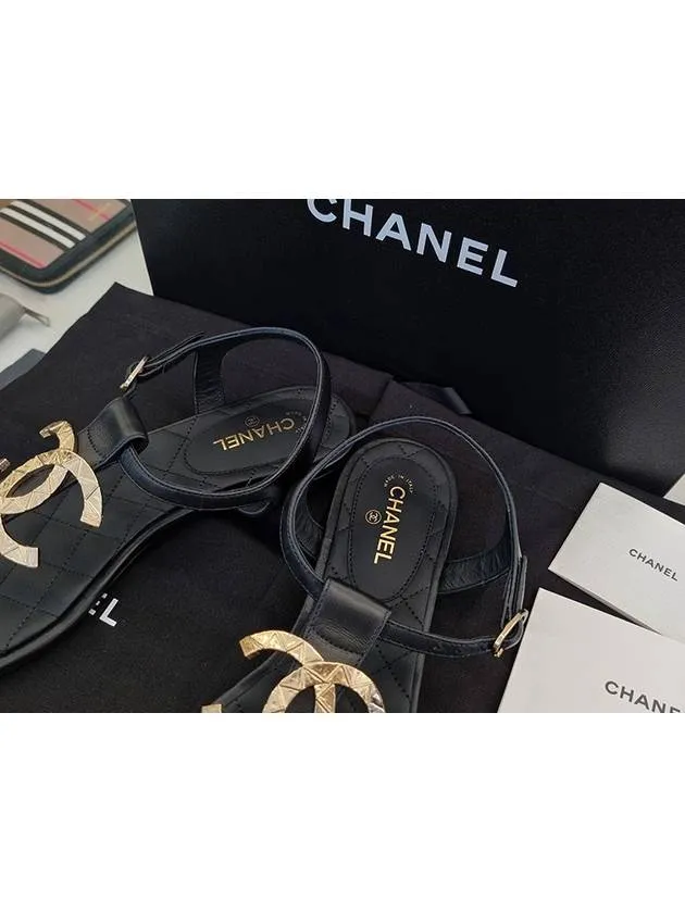 Big logo flip flop women's gold sandals