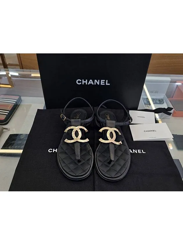 Big logo flip flop women's gold sandals