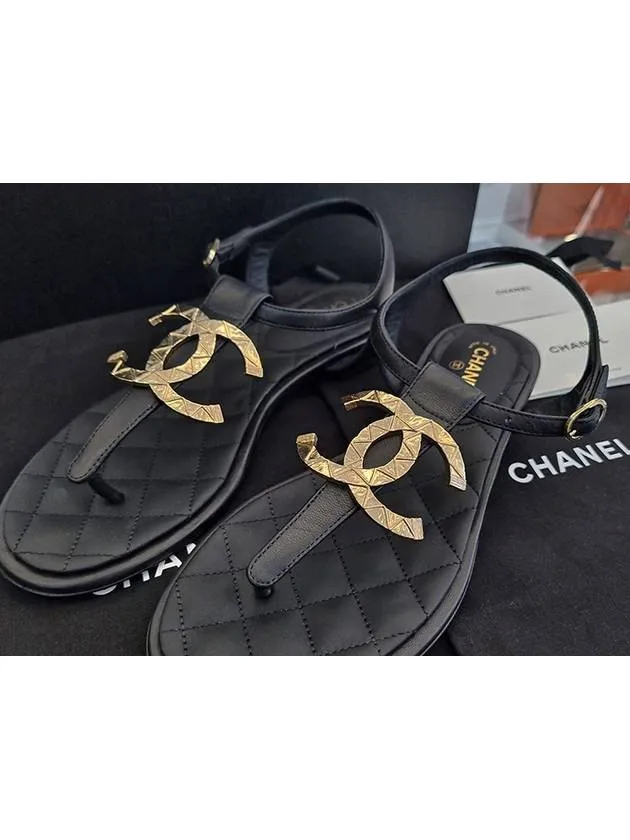 Big logo flip flop women's gold sandals