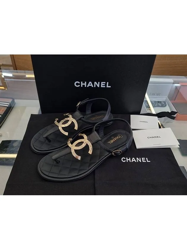 Big logo flip flop women's gold sandals