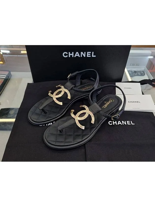 Big logo flip flop women's gold sandals