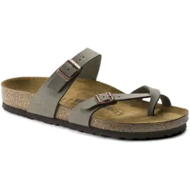 Birkenstock Mayari Birkibuc Classic Footbed Sandal in Stone