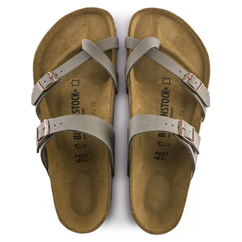 Birkenstock Mayari Birkibuc Classic Footbed Sandal in Stone