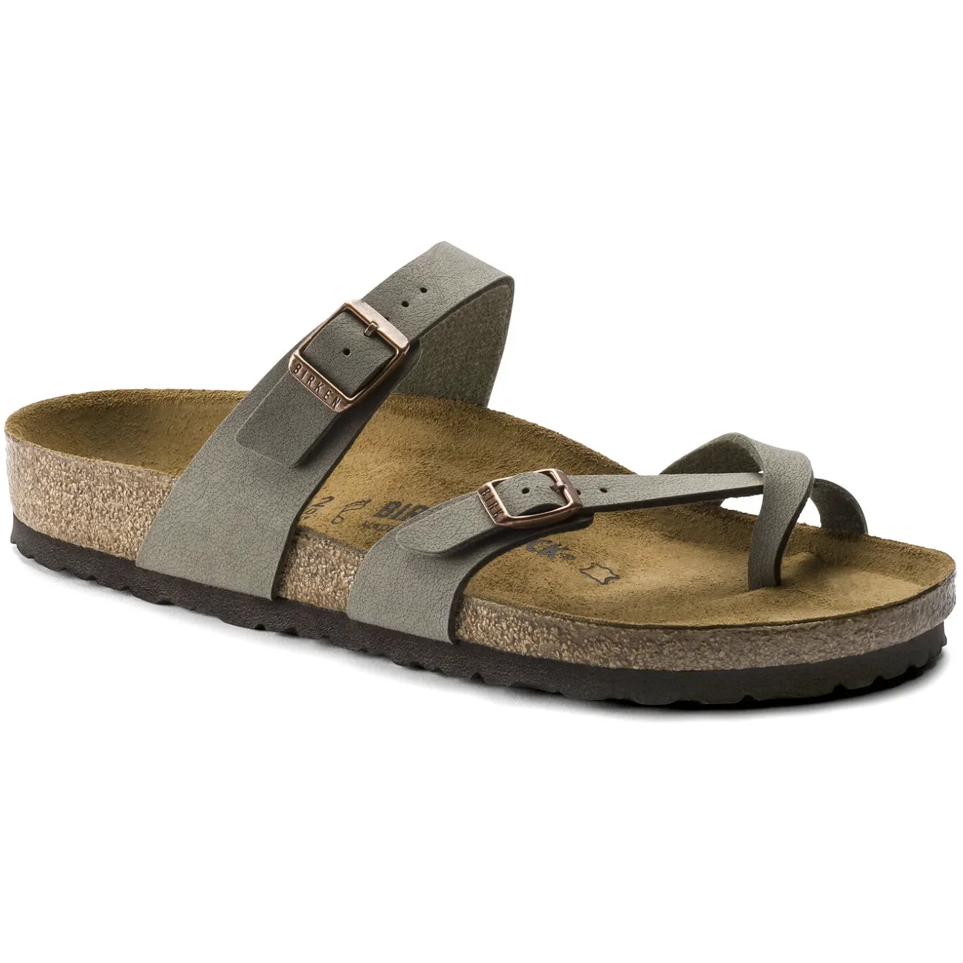 Birkenstock Mayari Birkibuc Classic Footbed Sandal in Stone