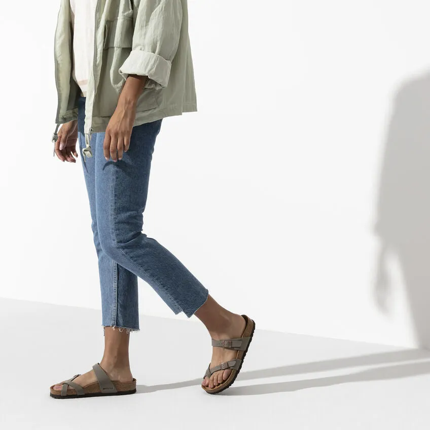 Birkenstock Mayari Birkibuc Classic Footbed Sandal in Stone