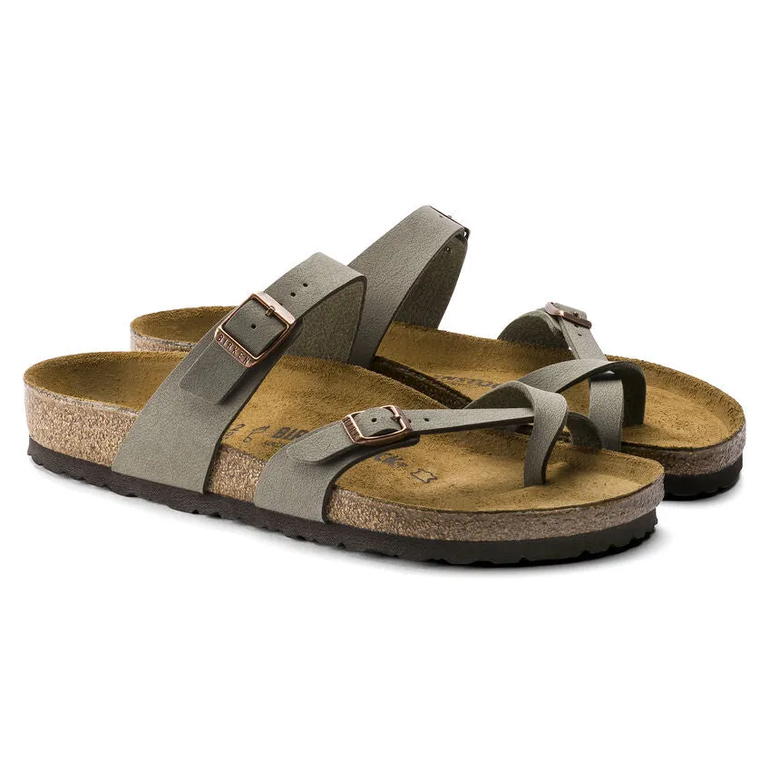 Birkenstock Mayari Birkibuc Classic Footbed Sandal in Stone
