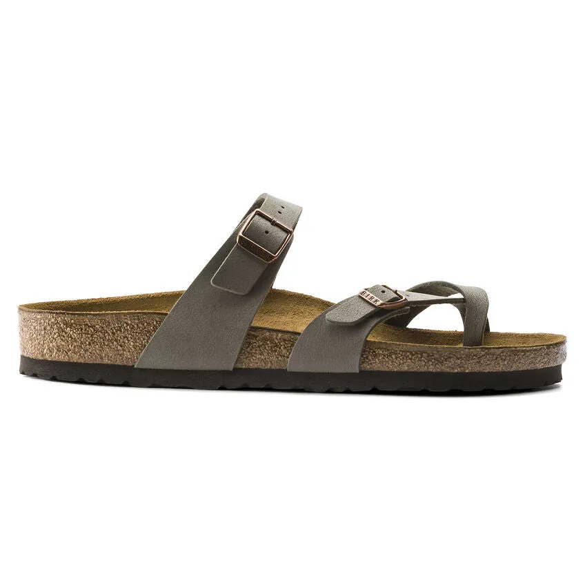 Birkenstock Mayari Birkibuc Classic Footbed Sandal in Stone