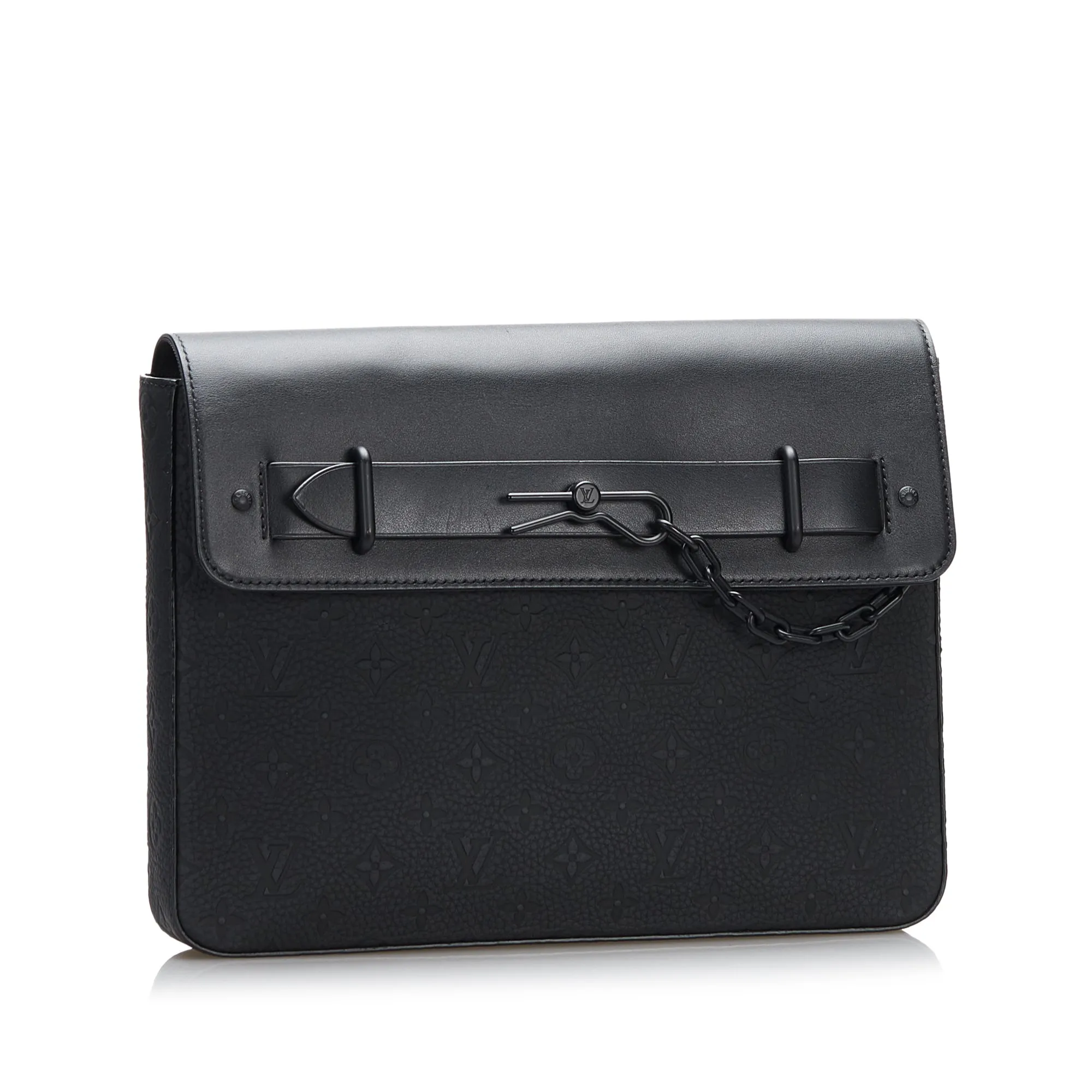 Black Louis Vuitton Monogram Taurillon Pochette Steamer Clutch Bag