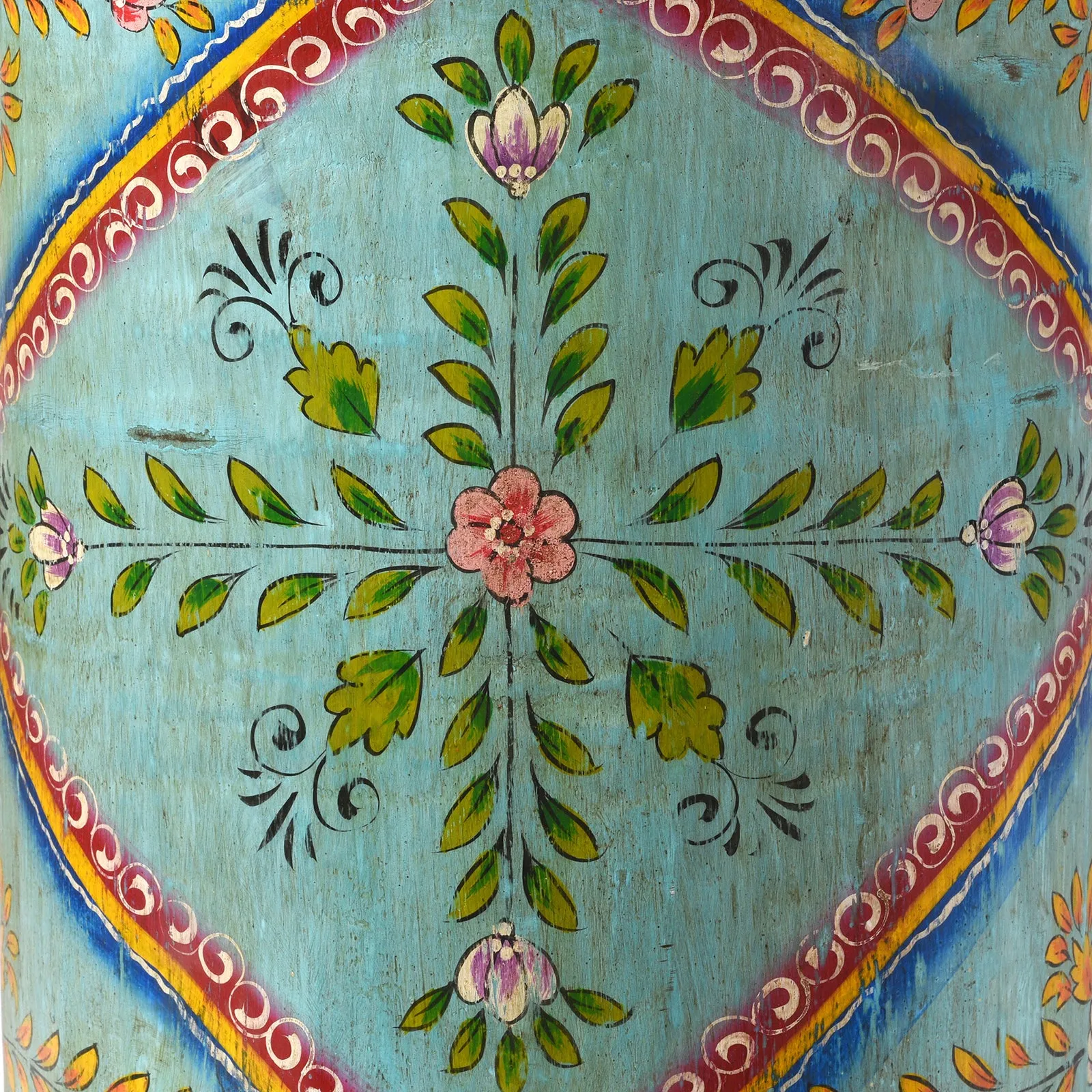 Blue Floral Rajasthani Metal Bin / Planter