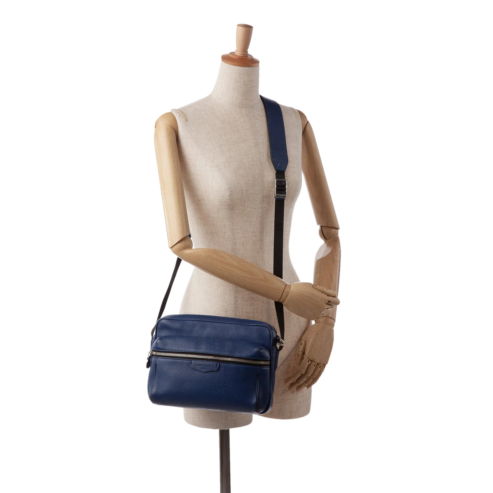 Blue Louis Vuitton Taiga Outdoor Messenger PM Crossbody Bag