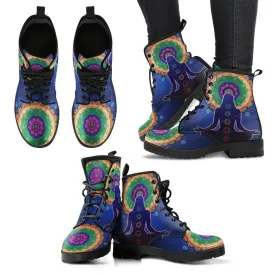 Blue Mandala Chakra Leather Boots