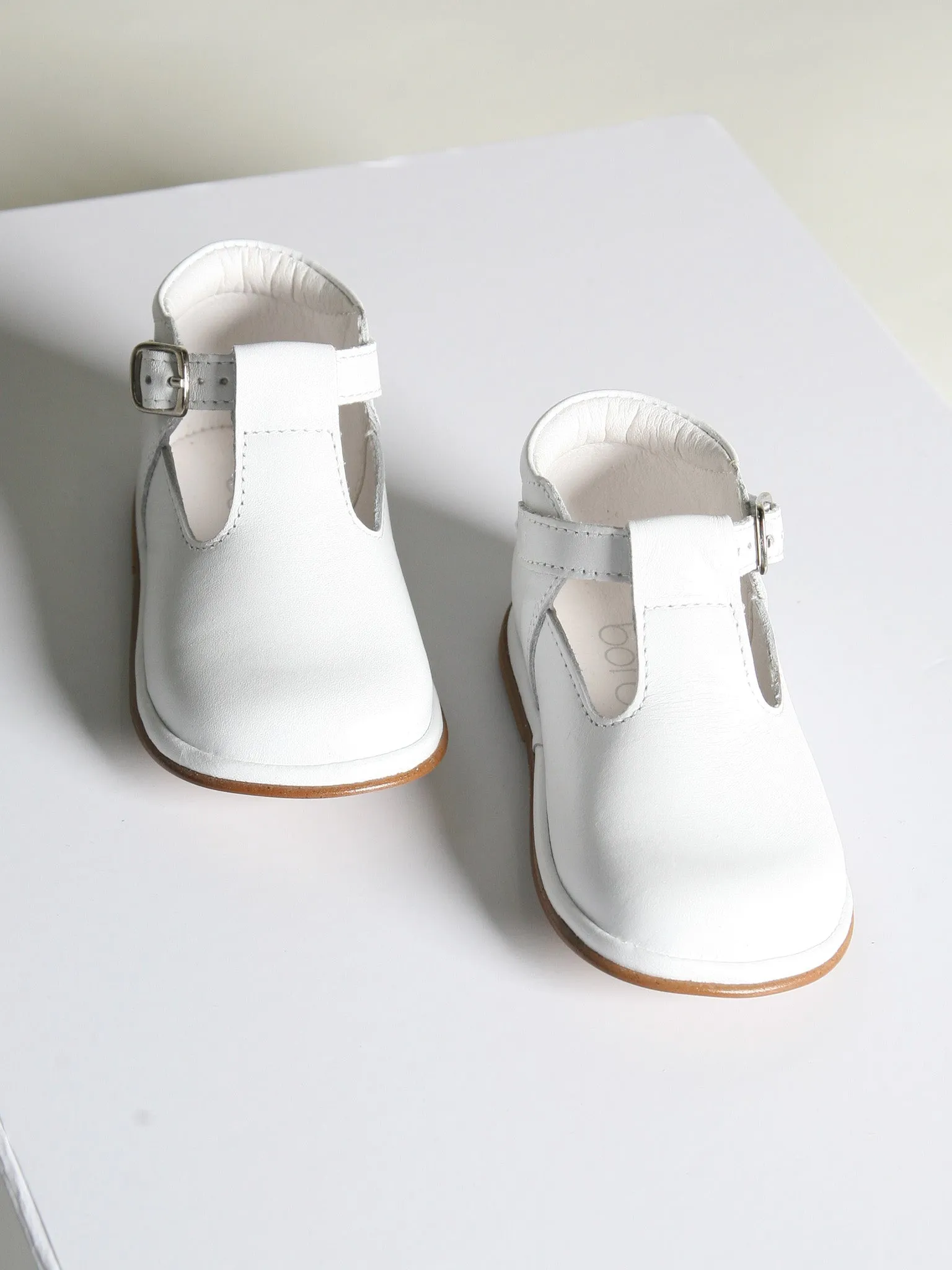 Borboleta White 'Fernando' T-Bar  Leather Shoes