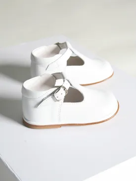 Borboleta White 'Fernando' T-Bar  Leather Shoes