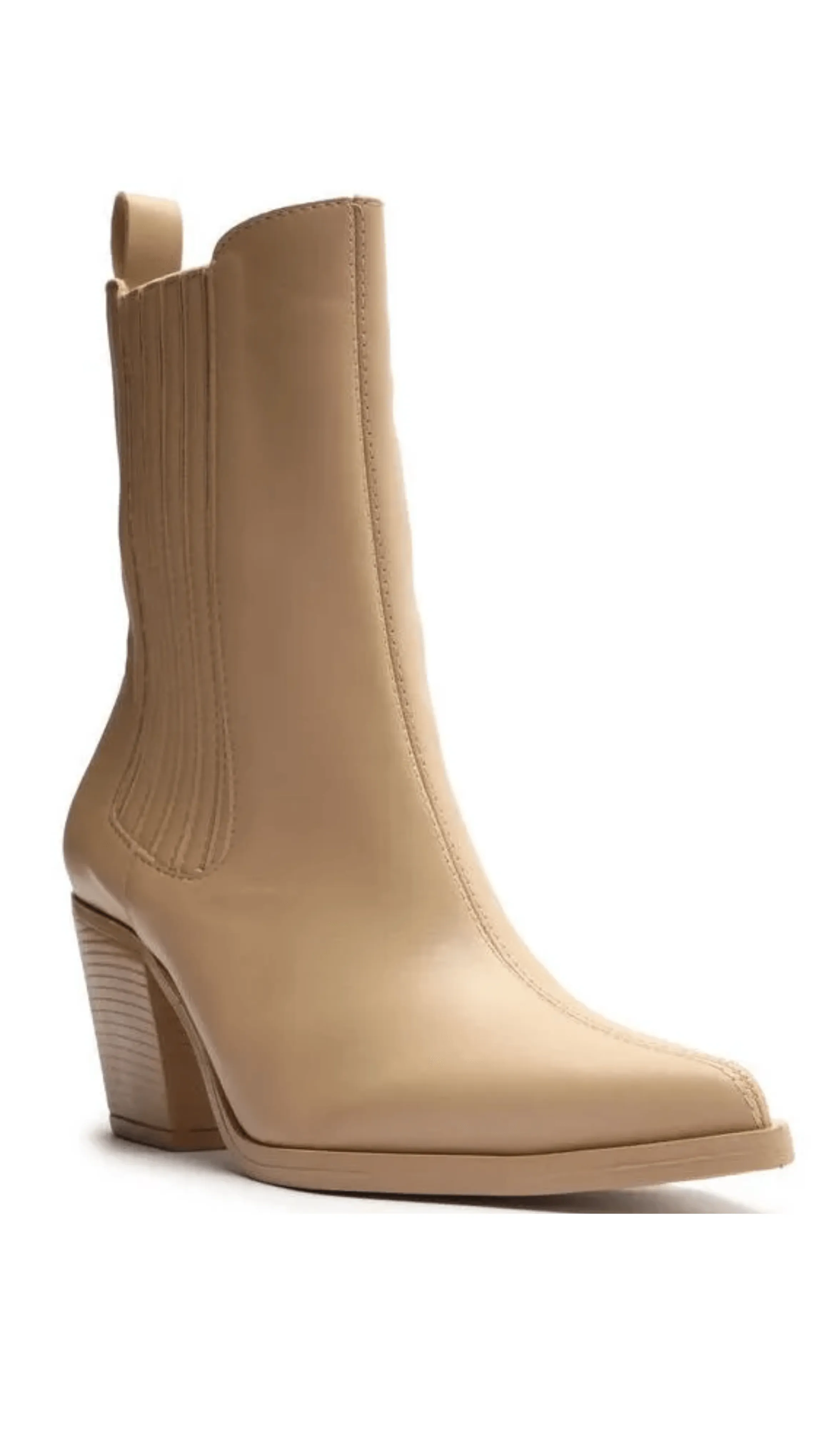 Bota Feminina Western Salto Bloco Tiras Off White My Shoes