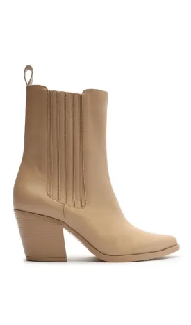 Bota Feminina Western Salto Bloco Tiras Off White My Shoes