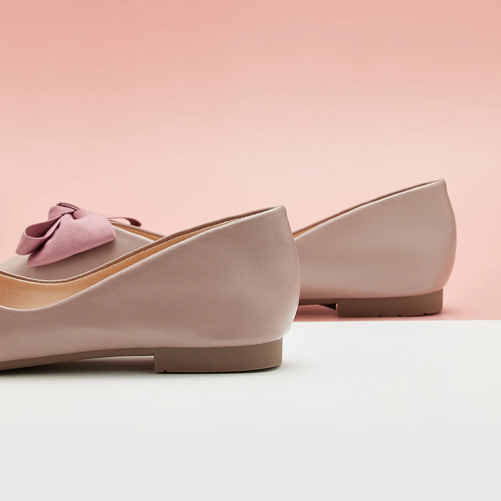 Bow Ballerina Flats (Eva) Light Pink