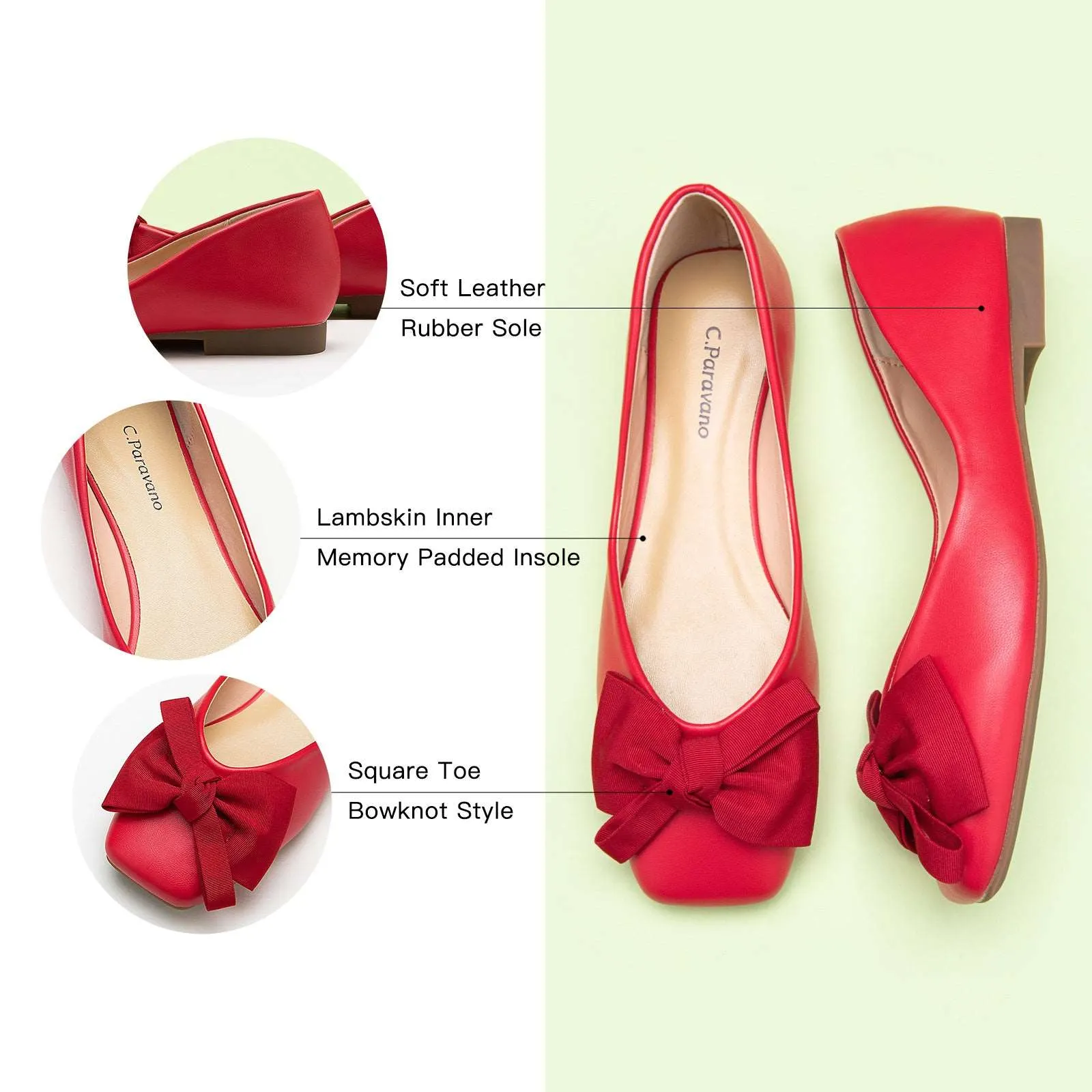 Bow Ballerina Flats (Eva) Red