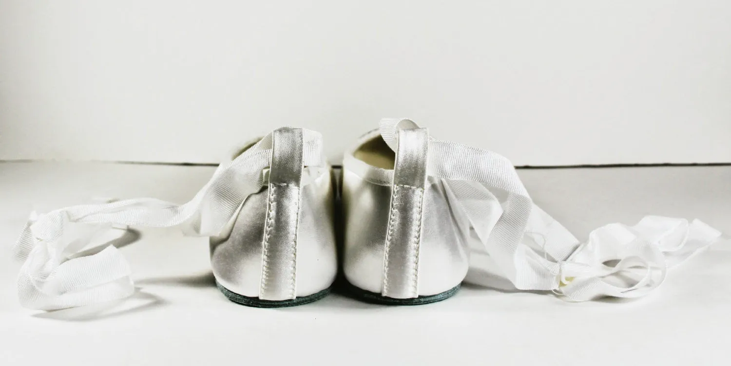 Bridal Ballet Flats with Crystal Monogram