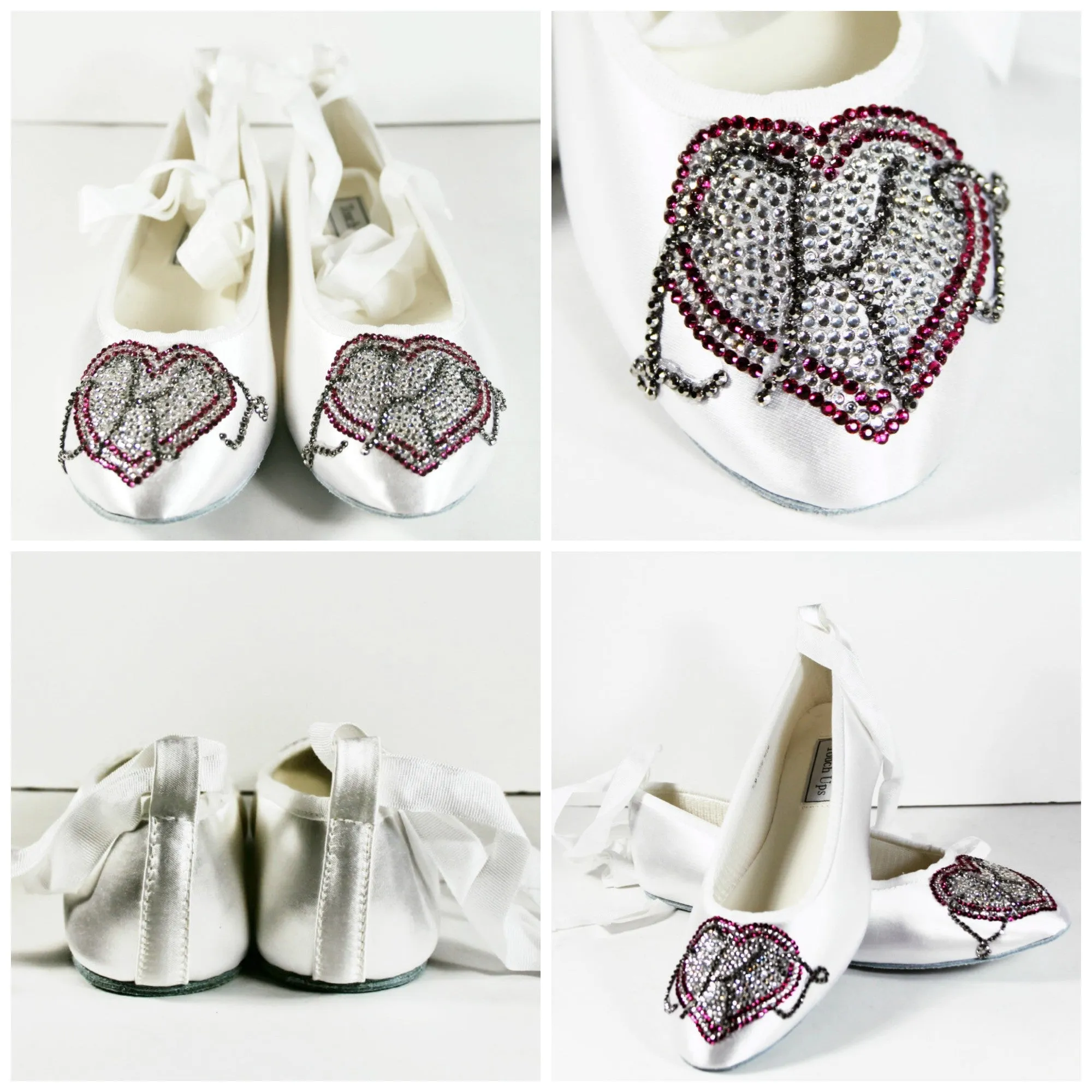 Bridal Ballet Flats with Crystal Monogram