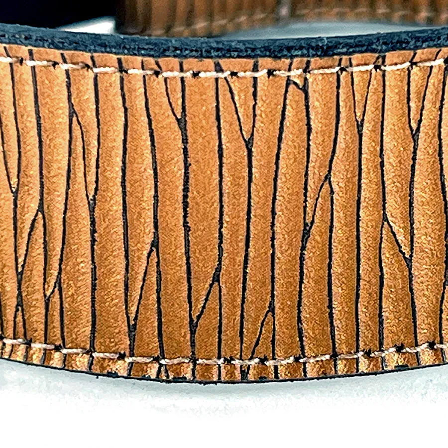 Brown Embossed Leather Leash, 4 ft