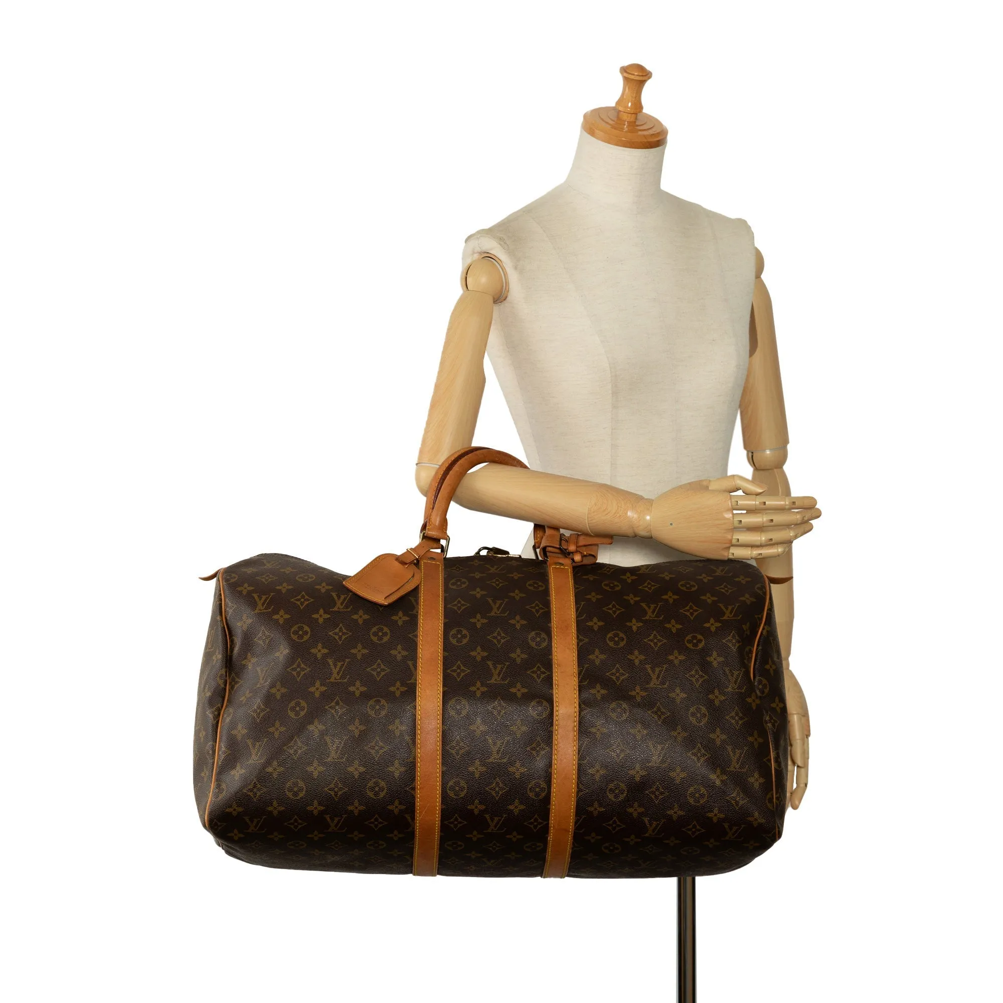 Brown Louis Vuitton Monogram Keepall 55 Travel Bag